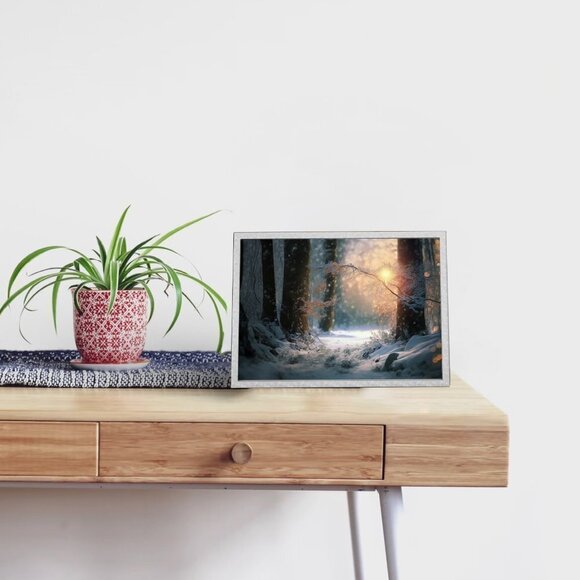 4x6 Winter Sunrise in the‎ Woods Oil Painting Art Print - Picture 5 of 5